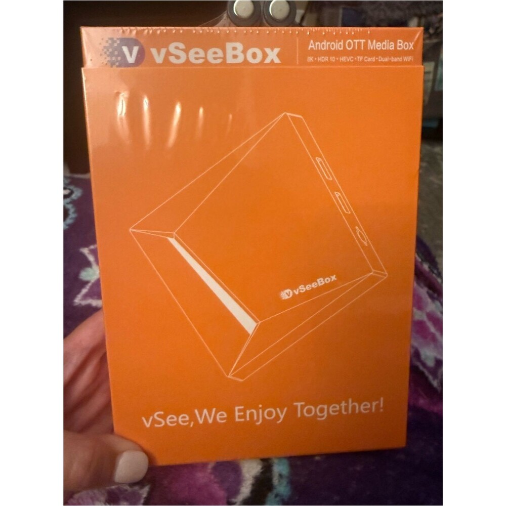 vSeeBox V6 Pro Android 14 8K OTT Media Box New Sealed Batteries Included